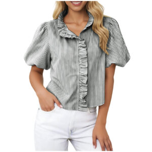 Striped Casual Yarn-Dyed Shirt For Women