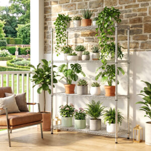 1400 Lbs 4-Shelf Storage Shelves,Wire Shelving Heavy Duty Metal Storage Shelving Unit Adjustable Garage Shelving Rack Pantry Kitchen Chrome, 4 Tier,15.8 D X 45.3 W X 59.4 H