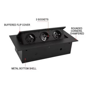 Support Pan European：3-IN-1 USB Built-in Socket Table Socket Kitchen Wall Recessed VDE BLACK DHL