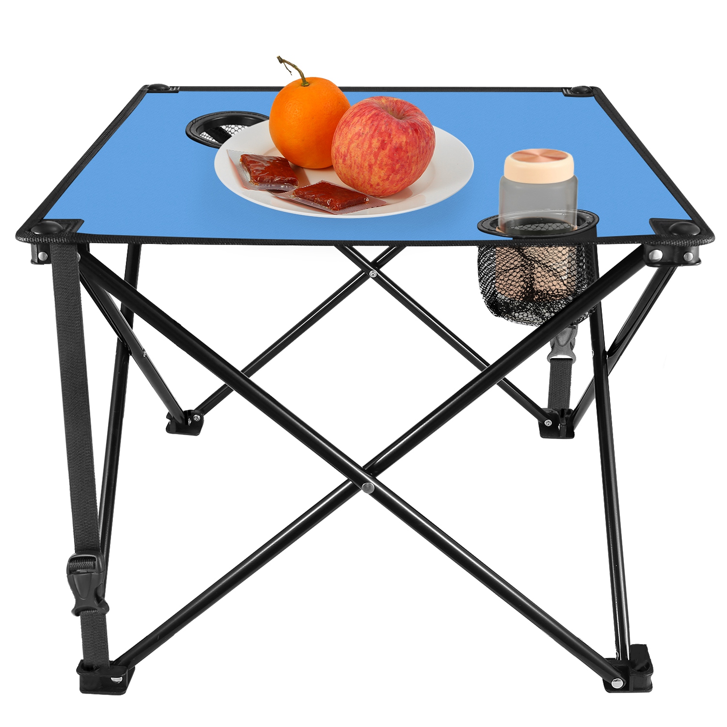 1Pc 2Pc Options Foldable Camping Table Portable Picnic Table Lightweight Travel Desk With 2 Cup Holders Carrying Bag Color Options Black Orange Green Red Blue Navy Blue - Image 47