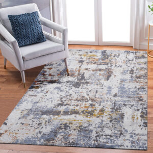 PAYAS 6X9 Ivory Blue Abstract Area Rug