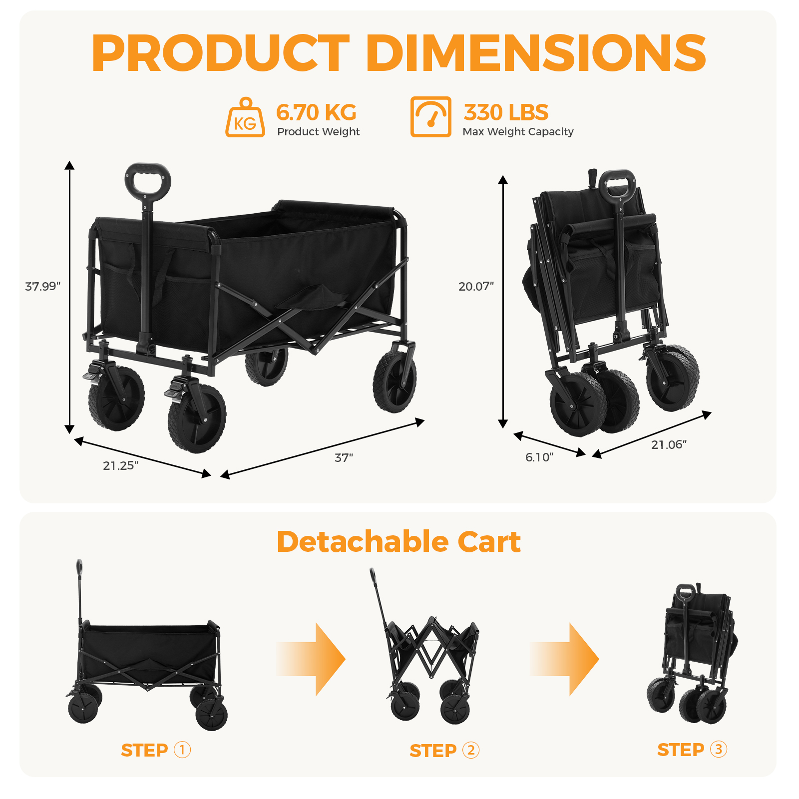 Foldable Trolley, With Wheels, Foldable, Large Capacity, 330 Pounds, Multi-functional Trolley, Heavy-duty Design, With Elastic Handles - Image 17