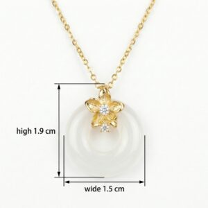 925 Sterling Silver Floral Blossom White Gemstone Circle Pendant Necklace