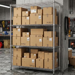 1400 Lbs 4-Shelf Storage Shelves,Wire Shelving Heavy Duty Metal Storage Shelving Unit Adjustable Garage Shelving Rack Pantry Kitchen Chrome, 4 Tier,15.8 D X 45.3 W X 59.4 H