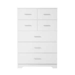 Wooden 7-Drawer Storage Cabinet With Built-In Outlet Durable Organizer For Bedroom, Living Room, And Office