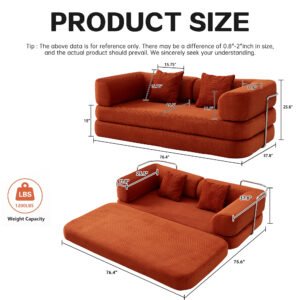 Floor Couch,Compressed Sofa,Convertible Floor Sofa Bed With Convertible Blanket Pillow,Enhanced Frame Stability,Comfy Couch Lounge Sleeper Bed,for Living Room Bedroom