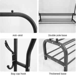 Heavy Duty Metal Double Clothes Rail Rack Garment Hanging Shoe Storage Shelf-black