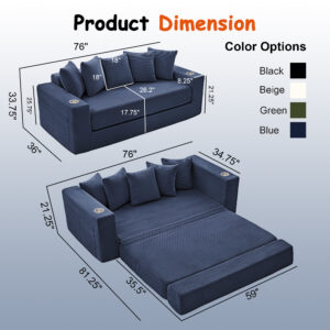 76IN Folding Convertible Sofa Bed