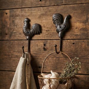 Retro Ironwork Rooster And Hen Animal Hooks
