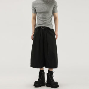 Wide-leg Pleated Draping Mens Suit Pants Shorts