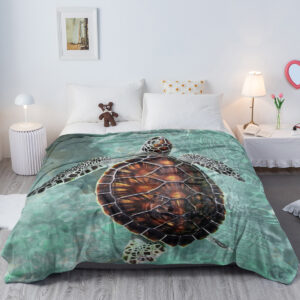 Sea Turtle Throw Blanket Beach Turtle Printed Blankets Soft Flannel Throw, Gifts For Ocean Lovers Kids,Lightweight Flannel Throw Blankets