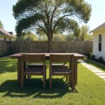 5-Piece Brown HDPE Outdoor Dining Set - Weather-Resistant Patio Table With Umbrella Hole & 4 Chairs For Backyard Poolside