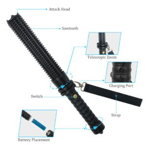 Super Bright LED Flashlight 3 Mode Zoom Security Torch Camping Police Lamp