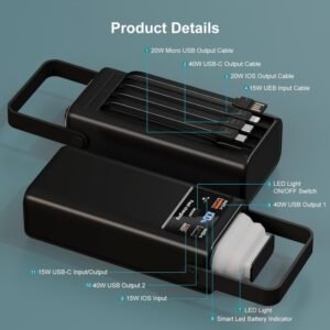 120W Portable Power Bank Large Capacity External Battery Fast Charging