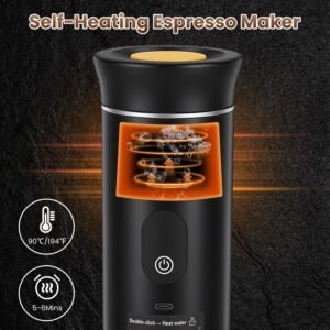 3 In 1 Portable Espresso Machine Cordless Self Heating Coffee Maker With 7500mAh Battery Heating 20Bar Pressure Anti Dry Burn Fit For Ground Coffee Capsules For Camping Hiking RV Home