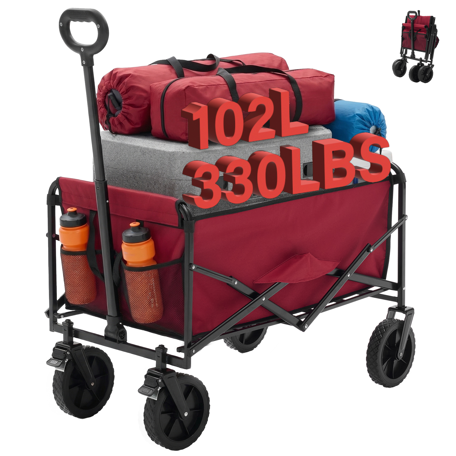 Foldable Trolley, With Wheels, Foldable, Large Capacity, 330 Pounds, Multi-functional Trolley, Heavy-duty Design, With Elastic Handles - Image 13