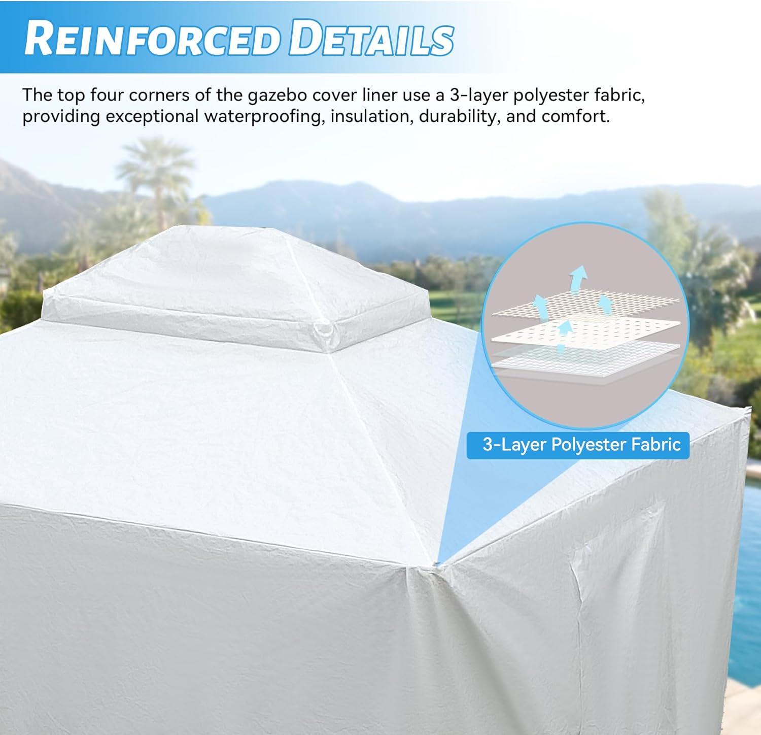 12 X12 Gazebo Cover For Hardtop Gazebos, Outdoor Universal Winter Gazebo Cover With Sidewalls And Mesh Windows, All Season Waterproof Enclosed Gazebo Cover, White - Image 2