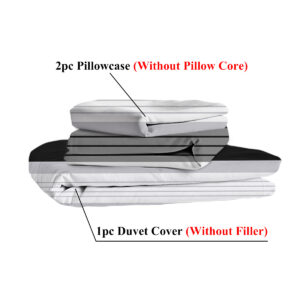 Brushed Bedding, Soft Warm & Cozy Striped Comforter Cover With Hidden Zipper & Corner Ties, Machine Washable 3-Piece, Grey Black