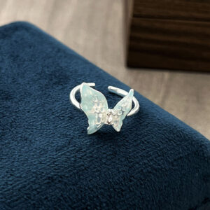 Star Blue Flower Island Ice Blue Gradient Butterfly Flower Ring