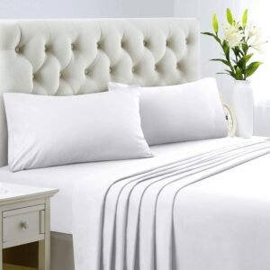 2000TC 4PCS Bed Sheet Set Single KS Double Queen King Flat Fitted Pillowcases