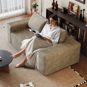 63 2Setaser Sofa,Corduroy Fabric,Deep Seat Couches,Comfy Loveseat Sofa,No Assembly,1pcs For Living Room, Bedroom,Conference Room ,Apartment,Camel