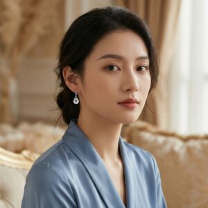 925 Sterling Silver Elegant Butterfly Drop Earrings with Blue Gemstones and White Translucent Jade Donuts