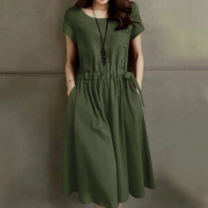 Lace-up Waist-cinching Slimming Stylish Maxi Dress