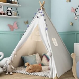 AU Large Teepee Tent Kids Cotton Canvas Pretend Play House Boy Girls Wigwam OZ 70X11X11