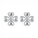 925 Sterling Silver Elegant Sterling Silver Heart-Shaped Four-Leaf Clover Stud Earrings