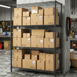 1400 LBS Garage Black Shelving Wide Storage Shelves 4 Tier Adjustable Heavy Duty Metal Wire Rack Standing Shelf Unit For Kitchen Office College Dorm Garage Warehouse 15.8 X 45.8 X 59.4