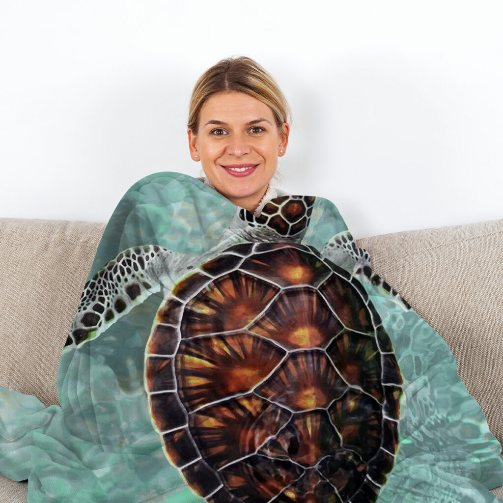 Sea Turtle Throw Blanket Beach Turtle Printed Blankets Soft Flannel Throw, Gifts For Ocean Lovers Kids,Lightweight Flannel Throw Blankets