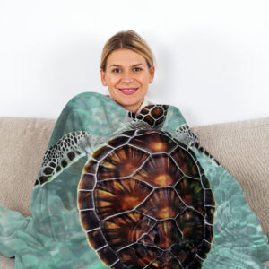 Sea Turtle Throw Blanket Beach Turtle Printed Blankets Soft Flannel Throw, Gifts For Ocean Lovers Kids,Lightweight Flannel Throw Blankets