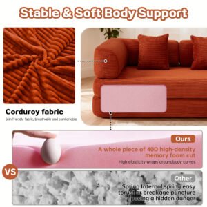 Floor Couch,Compressed Sofa,Convertible Floor Sofa Bed With Convertible Blanket Pillow,Enhanced Frame Stability,Comfy Couch Lounge Sleeper Bed,for Living Room Bedroom