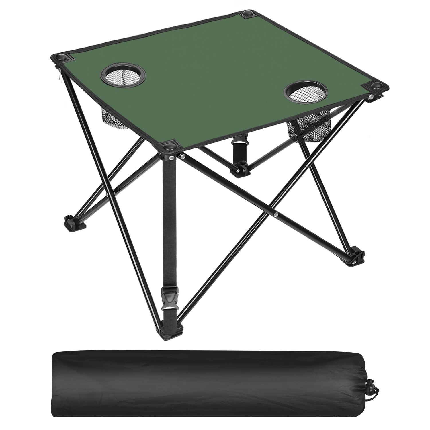 1Pc 2Pc Options Foldable Camping Table Portable Picnic Table Lightweight Travel Desk With 2 Cup Holders Carrying Bag Color Options Black Orange Green Red Blue Navy Blue - Image 12