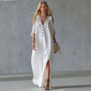New Lace-trimmed Loose-fit Womens Casual Dress