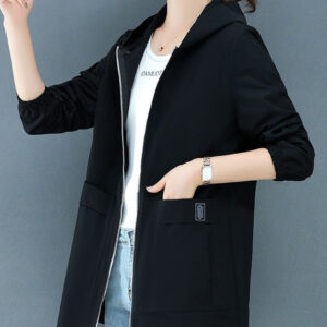 Women's Fashion Mid-Length Plus-Size Hooded Jacket