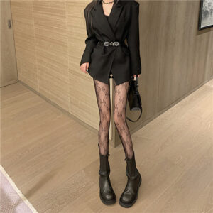 Spring And Summer Thin White Pantyhose For Women, Sexy Jacquard Black Silk Stockings With Bowknot And Hollow Fishnet Design