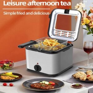 2. 5Ltr Compact 1 0 0W Electric Stainless Steel Deep Fat Fryer Non-stick Chip Pan