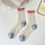 Mixed Color Summer Midsole Socks, Flower Transparent Crystal Glass Fiber Women's Socks