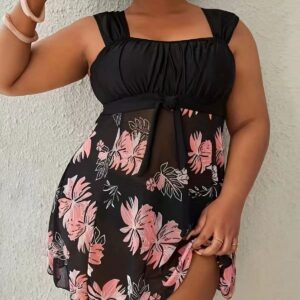 Womens Plus-Size Quick-Drying Modest Backless Two-Piece Skirt-Like Shorts