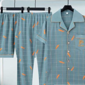 Pure Cotton Three-Piece Pajama Set For Men