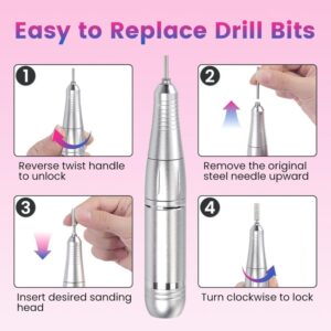 Electric Nail File Drill Machine USB Portable Manicure Pedicure UK