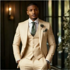 Men’s Fashionable Casual Slim-Fit Three-Piece Suit