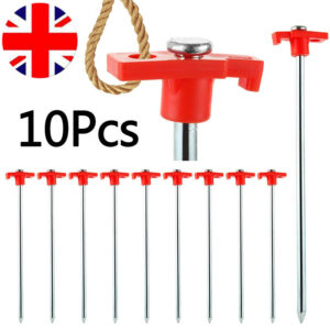 10Pcs Heavy Duty Galvanised Steel Tent Pegs Metal Camping Ground Sheet Anchor HS