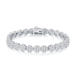 A Luxurious And Fashionable Minimalist Jewelry Bracelet Featuring Top-quality Moissanite, Made Of S925 Silver Electroplated With Platinum.