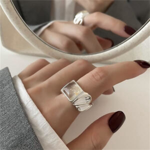 Vintage Thick 925 Sterling Silver Ring, Minimalist Luxe Anti-fade Daily Wear For Ladies