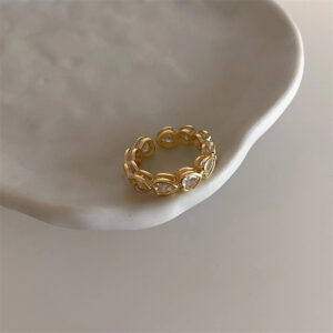 Minimalist Gold Tone Mother Of Pearl Ring, Adjustable Band, Niche Commuter Accessory