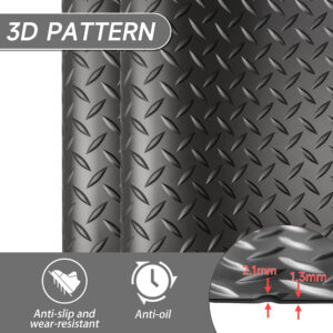 Thickened Diamond 4 Ft. X 10 Ft. Black PVC Garage Flooring Rolls 40 Sq. Ft.
