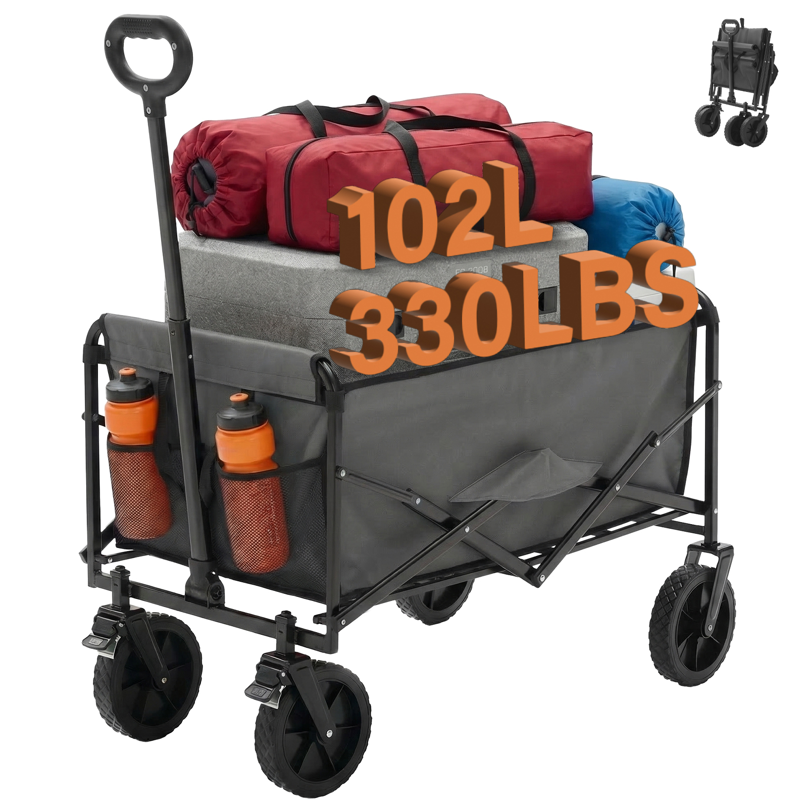 Foldable Trolley, With Wheels, Foldable, Large Capacity, 330 Pounds, Multi-functional Trolley, Heavy-duty Design, With Elastic Handles - Image 15