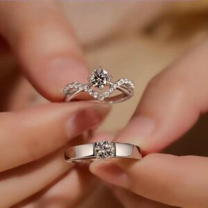Crown Moissanite Ring For Women, Simulated Diamond Engagement Wedding Ring, Qixi Gift For Girlfriend